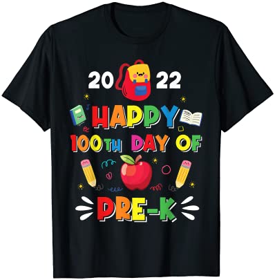 Pre-K Happy 100 Days Of School Shirt Teacher 2022 Boys Girls Tシャツ