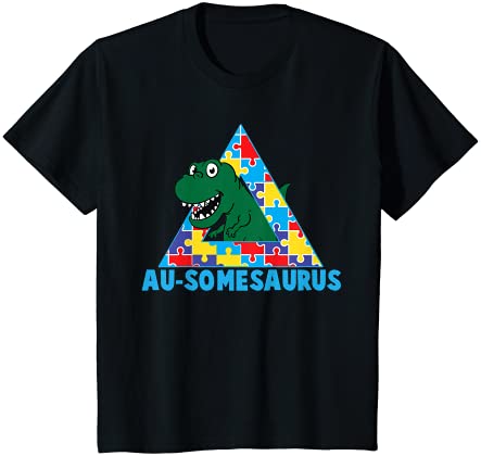 キッズ 自閉症意識月間恐竜Au-SomesaurusT-Rexしゃれ Tシャツ