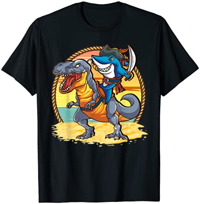 海賊 サメ 乗馬 T-Rex 恐竜 キッズ 男の子 女の子 ジョーサメ Tシャツ