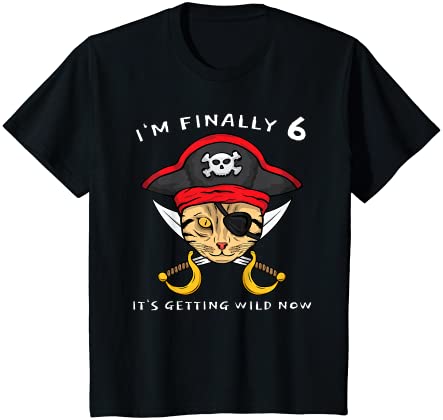 キッズ 6歳の誕生日プレゼント海賊少年 ネコ Tシャツ
