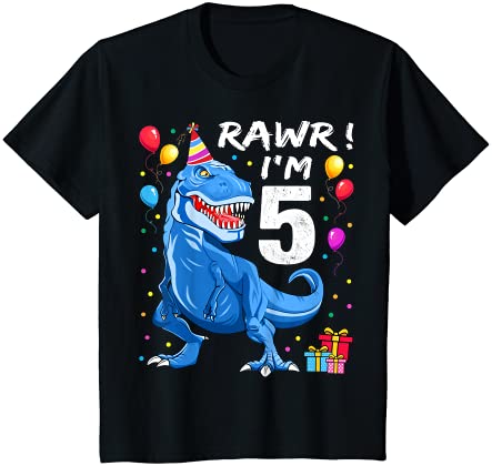 キッズ Rawr I'm 5 5th Birthday Party T Rex Dinosaur Shirt for Boys Tシャツ
