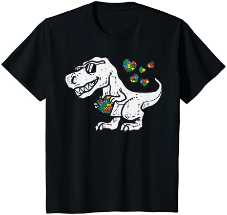 キッズ トレックス 恐竜パズル ディノ キッズ 自閉症啓発 トドラー 男の子 Tシャツ