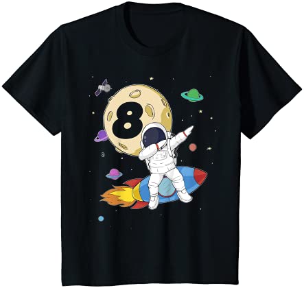 キッズ キッズ8歳の誕生日男の子宇宙飛行士スペース8日B Tシャツ