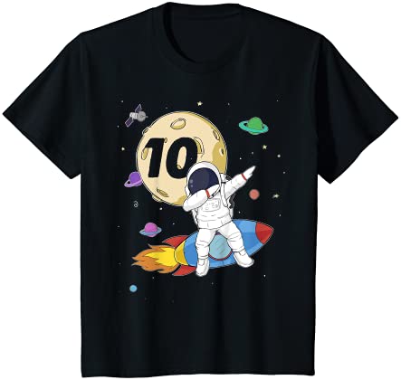 キッズ キッズ10歳の誕生日の男の子宇宙飛行士スペース5番目のB-Day Tシャツ