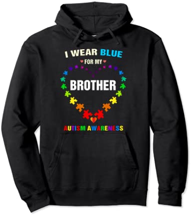 I Wear Blue For My Brother Kids Autism Awareness Sister Boys パーカー