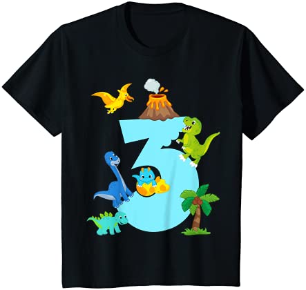 キッズ 3歳の誕生日の男の子の恐竜の衣装-3歳 Tシャツ