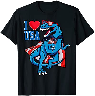 4th Of July I Love USA Patriotic T Rex American Flag Boy Kid Tシャツ