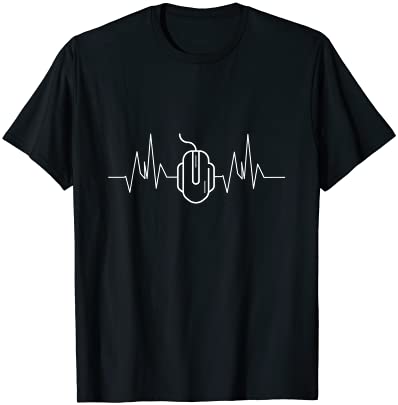 Heartbeat Gaming Gamer Mouse Pulse ECG Tシャツ