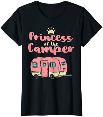 Princess Of Camper Cute Camping Van Trailer RV Kids Girls Tシャツ
