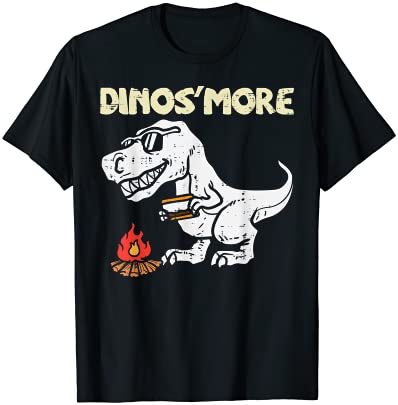 Dino smore Funny Camping Trex Dinosaur Camper Kids Boys Tシャツ