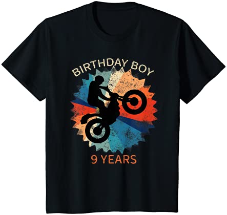 キッズ 9歳の誕生日シャツ ボーイズ モトクロス ダートバイク 9歳の誕生日 Tシャツ