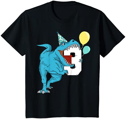 キッズ 恐竜3歳の誕生日Tシャツ 男の子用 T-Rex 3歳 ギフト Tシャツ Tシャツ