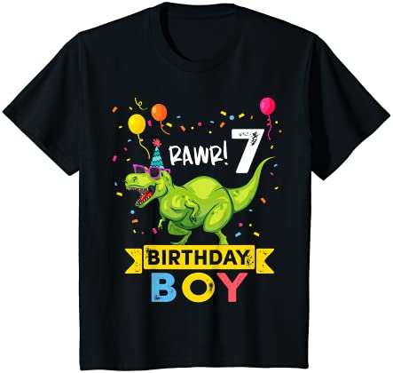 キッズ 7 Year Old Shirt 7th Birthday Boy Tシャツ レックス恐竜Tシャツ Tシャツ