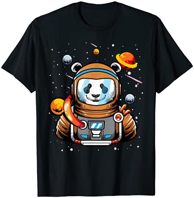 Astronaut Panda Bear Kids Outer Space Boys Girls Kid Planets Tシャツ