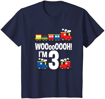 キッズ ボーイズ WOOOOH! I'm 3 Trainins バースデーTシャツ 幼児用 Tシャツ