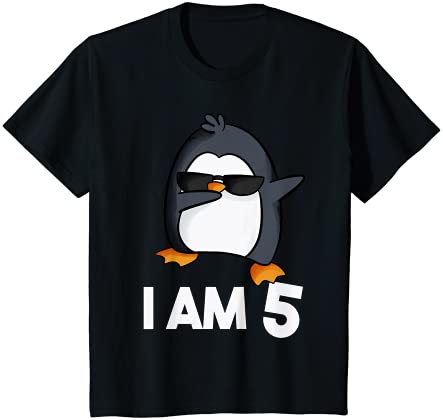 キッズ ペンギン 誕生日シャツ 5歳 誕生日 衣装 キッズ Tシャツ
