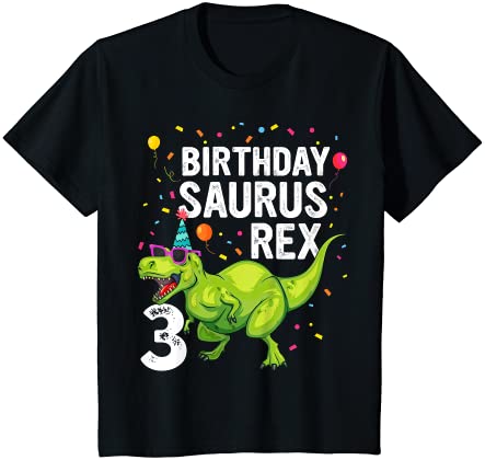 キッズ 3歳の男の子と女の子 3歳の誕生日 恐竜Tレックス Tシャツ