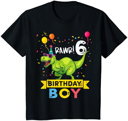 キッズ 6 Year Old Shirt 6th Birthday Boy Tシャツ レックス恐竜Tシャツ Tシャツ