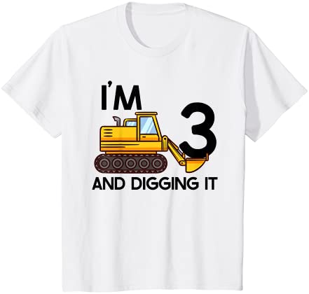 キッズ 青年3歳の男の子の建設掘削機の誕生日の衣装 Tシャツ