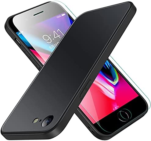 Jonwelsy 携帯電話 ケース for iPhone 8 / 7 4.7 に適し 贅沢 柔らかい 液体シリコーン 耐衝撃性 保護 電話カバー + マット 強化ガラス
