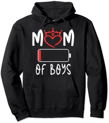 Mom Of Boys Funny Queens Crown Low Battery Mother's day パーカー