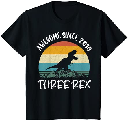 キッズ Three Rex Dinosaur 3 Year Old T-Rex 3rd Birthday Boy Girl Tシャツ