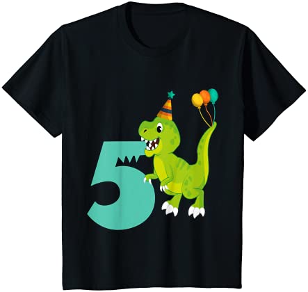 キッズ 5歳の誕生日 男の子 5歳 恐竜のおもちゃ ディノ Tシャツ