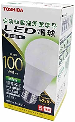 東芝 LED電球 100W相当 全方向 昼白色 E26口金 1P 密閉器具対応 LDA11N-G/100V1R