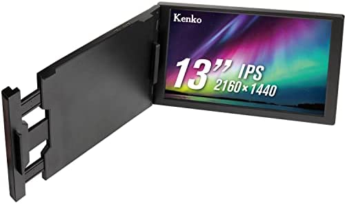 Kenko モバイルモニター KZ-13MT 13インチ 2160×1440 IPSパネル 光沢タイプ ミニHDMI/USB Type-C入力 ノートPC取り付け可能 005484 ブラ