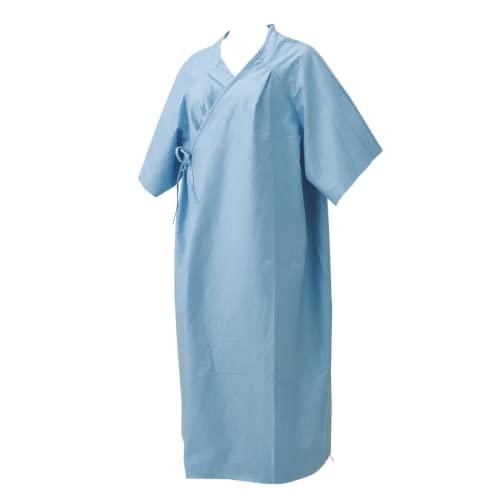大衛 ワンウェイ患者用ガウン 和服型B 100E 40104 ブルー 着丈107cm 25枚(ポリ袋)×4袋 100枚入