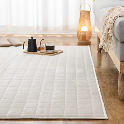 VK Living カーペット キルトラグ ラグマット 絨毯 ラグ 190×190cm(約2畳) 洗える 滑り止め付 防ダニ 抗菌 防臭 1年中使えるタイプ 床暖