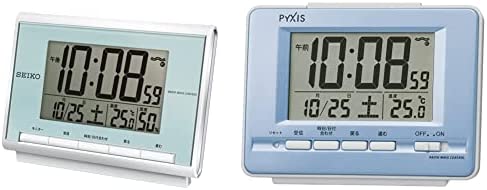 セイコー クロック 目覚まし時計 電波 デジタル カレンダー 温度 湿度 表示 薄青 パール SQ698L SEIKO & セイコー クロック 目覚まし時計