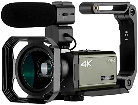 ORDRO AX65 4K 60FPS ビデオカメラ デジタルビデオカメラ 3.5IPS HD 1080P 12倍光学ズーム＆100倍ズーム Vlog, YouTube