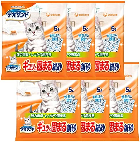 【まとめ買い】デオサンド 猫用 サンド ギュッと固まる 紙砂 30L(5L×6) おしっこ ペット用品 ユニチャーム
