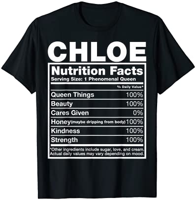 Chloe Nutrition Facts Tシャツ Chloe Name Birthday Shirt Tシャツ