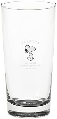 「 PEANUTS(ピーナッツ) 」 スヌーピー グラス ガラス タンブラー コップ L 約415ml シンプル ポイント ボトムカラー ブラック 黒 日本製