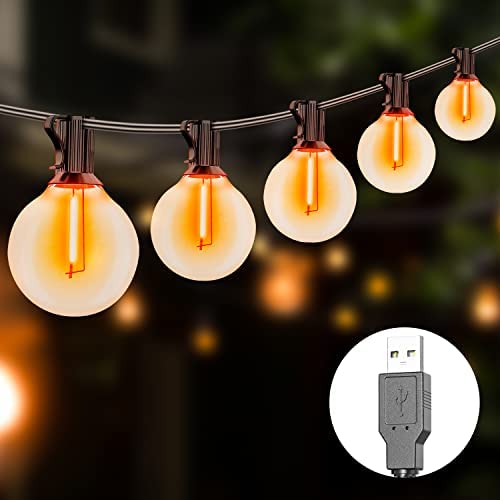 Etopgo LED ストリングライト USB 9.45m LED電球 25個 IP45防水 E12口金 G40 PC素材 破損しにくい クリスマス アウトドア イルミネーショ