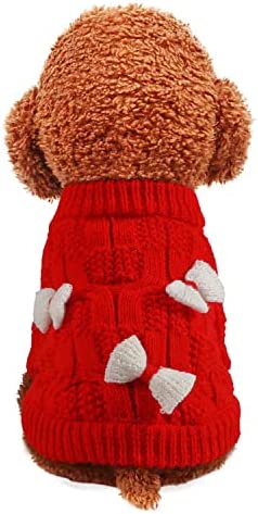 WEILFYONK 犬の服の犬のセーター秋/冬の犬の服ニットセーターと犬の服風邪、温かいかわいいファッション小さな犬の犬のセーター (SS, レ