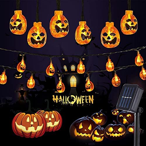 OSUDRY ハロウィン 飾り かぼちゃライト LEDライト ストリングライト 屋外 ライト ソーラー充電式 30球 6m ハロウィーン 飾りライト スト