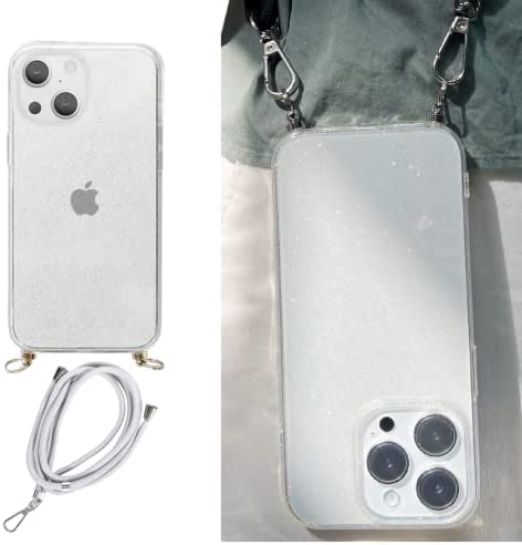 【iphone 14 pro専用】 クリアケース ショルダーケース、ストラップホルダー付きiphoneケース、Loop付 iPhone 背面ケース（クリアラメ）