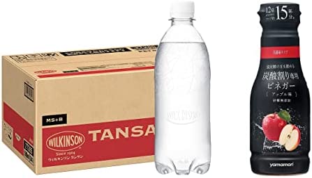 [ブランド] アサヒ飲料 MS+B ウィルキンソン タンサン ラベルレスボトル 500ml×24本 [炭酸水] + ヤマモリ 炭酸割り専用ビネガー アップ